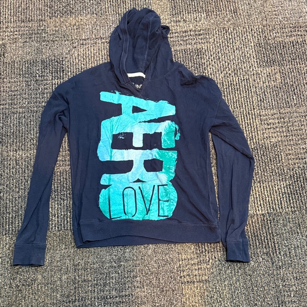 Aeropostale Black Hoodie with Aquamarine Logo